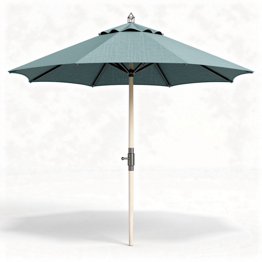 Parasols in mintgroen met houten structuur afmetingen 150 x 150 x 250cm