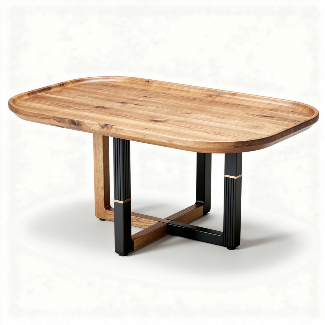 Ovale houten tafel met metalen poten 180 x 90 x 75cm naturel bruin