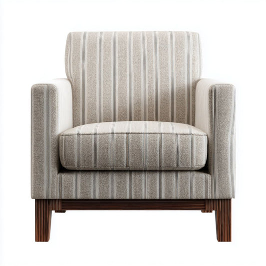 Stoel met stoffering in lichtbruin en houten poten 80 x 75 x 75cm