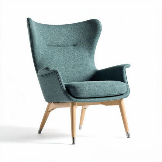 Zachte fauteuil met houten poten in teal kleur 80 x 80 x 100cm