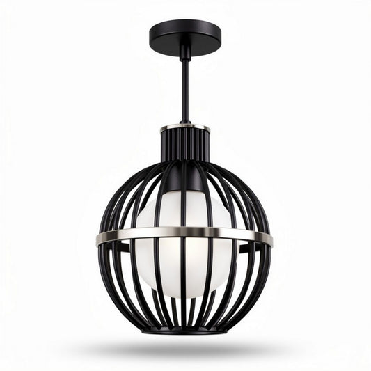 Hanglamp van metaal in zwart en wit met een diameter van 30 cm