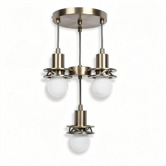 Hanglamp met drie lichtbronnen in bronskleur en matglas 30 x 30 x 50cm