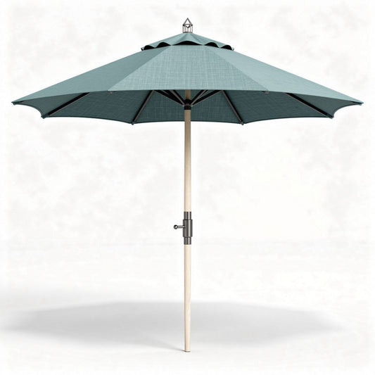 Parasols in mintgroen met houten structuur afmetingen 150 x 150 x 250cm