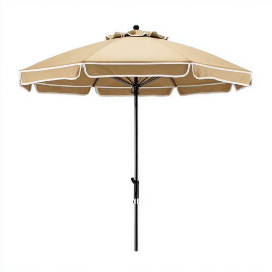 Parasoll met strepen in beige en wit van hout 250 x 250 x 240cm