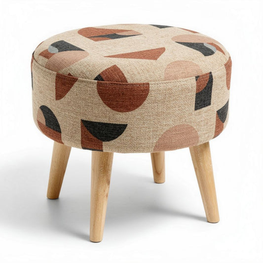 Houten poef met geometrisch patroon afmetingen 40 x 40 x 40 cm