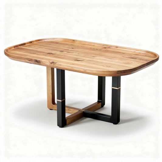 Ovale houten tafel met metalen poten 180 x 90 x 75cm naturel bruin